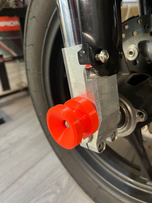 Kit di 4 Tamponi Ruota per Moto e Pit Bike – Compatibili con Tutti i Cavalletti Alzaruota Col. Fluo Red