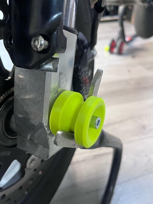 Kit di 4 Tamponi Ruota per Moto e Pit Bike – Compatibili con Tutti i Cavalletti Alzaruota Col. Giallo fluo